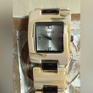Chico's Cream and Silver Square Watch